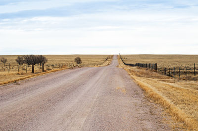 Road amidst field against sky