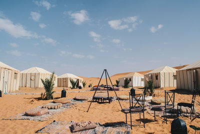 View of campsite at desert