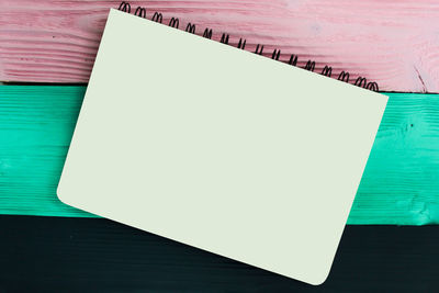 High angle view of books on table