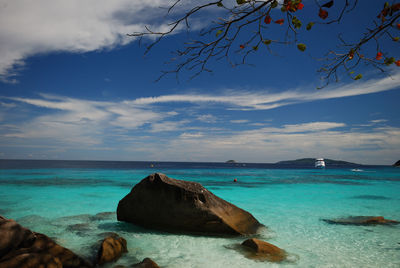 Scenic view of sea against cloudy sky