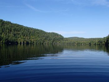Scenic view of lake against blue sky