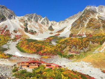 Scenic view of mountains against clear sky