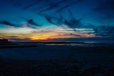 Scenic view of sea against dramatic sky