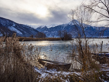 Winter landscape on lake como