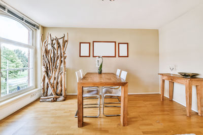 Empty chairs and table at home