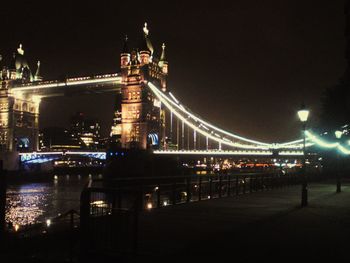 View of suspension bridge at night