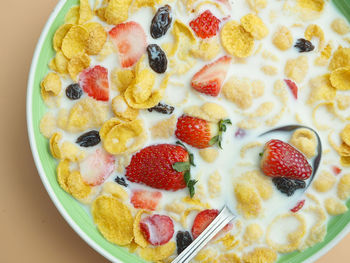 High angle view of breakfast in bowl