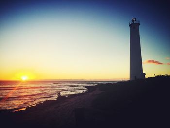 Scenic view of sea against clear sky during sunset