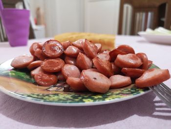 Close-up of breakfast served on table