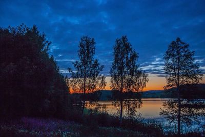 Scenic view of lake against cloudy sky