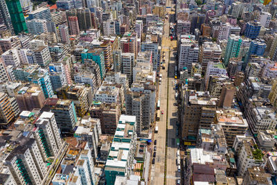 Aerial view of modern buildings in city