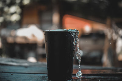 Close-up of water in glass on table