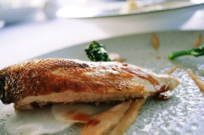 Close-up of bread in plate