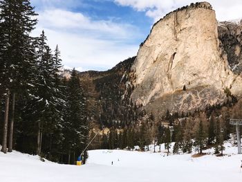 Scenic view of snowcapped mountains against sky during winter