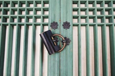 Close-up of closed metal door