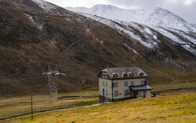 Landscape view at passo dello stelvio famous landmark at italy, wallpaper.