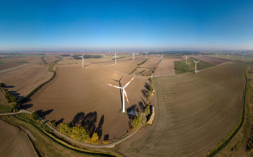 Windmill park from above in sunny weather