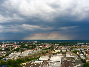 High angle view of townscape against sky