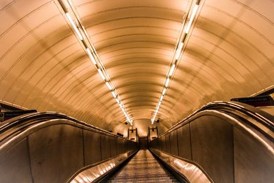 High angle view of illuminated lighting equipment over escalator