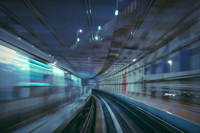 Blurred motion of train at night