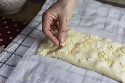 Midsection of person preparing food