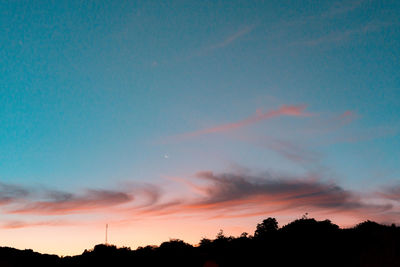 Low angle view of silhouette trees against sky at sunset