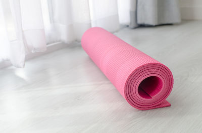 Close-up of pink exercise mat