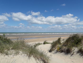 Scenic view of beach against sky