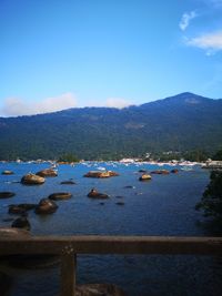 Scenic view of lake against sky