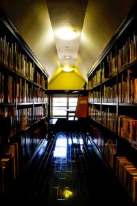 Interior of illuminated library