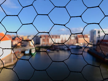 Close-up of soccer field against sky