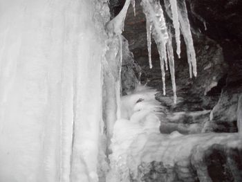 Close-up of snow in cave