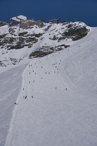 Scenic view of snow covered mountain against sky