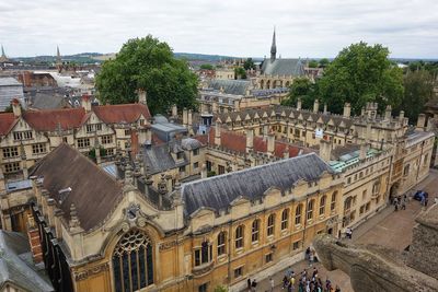 High angle view of oxford, college and university