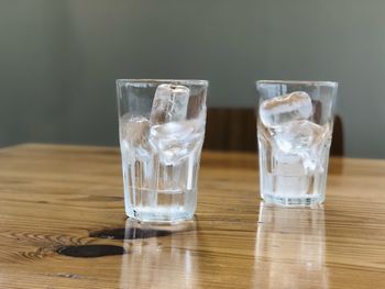 Glass of water on table