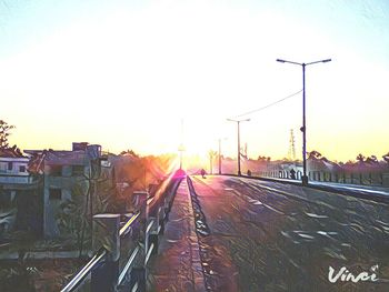 View of city at sunset