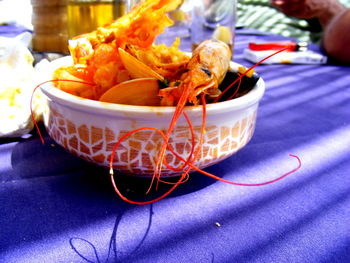 Close-up of food on table