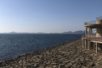 Scenic view of sea against clear sky