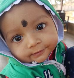Close-up portrait of cute baby boy