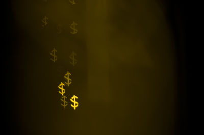 Close-up of illuminated text on black background