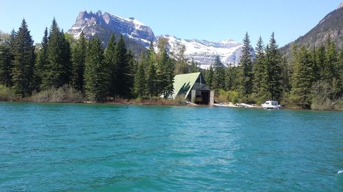 Scenic view of lake and mountains