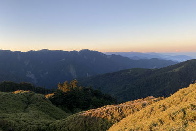 Scenic view of mountains against clear sky
