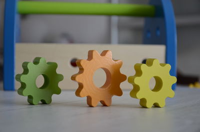 Close-up of toys toy on table