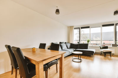 Empty chairs and table at home