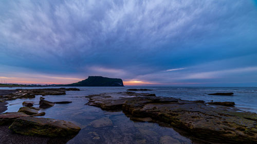 Scenic view of sea against sky during sunset