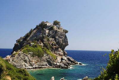 Scenic view of sea against clear sky