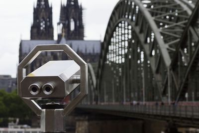 Coin-operated binoculars against cologne cathedral