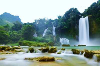 Scenic view of waterfall