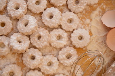 High angle view of cookies