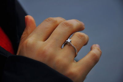 Close-up of woman wearing ring